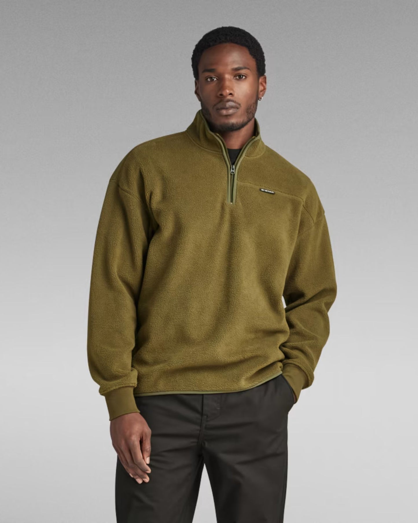 FLEECE KHAKI HALF ZIP