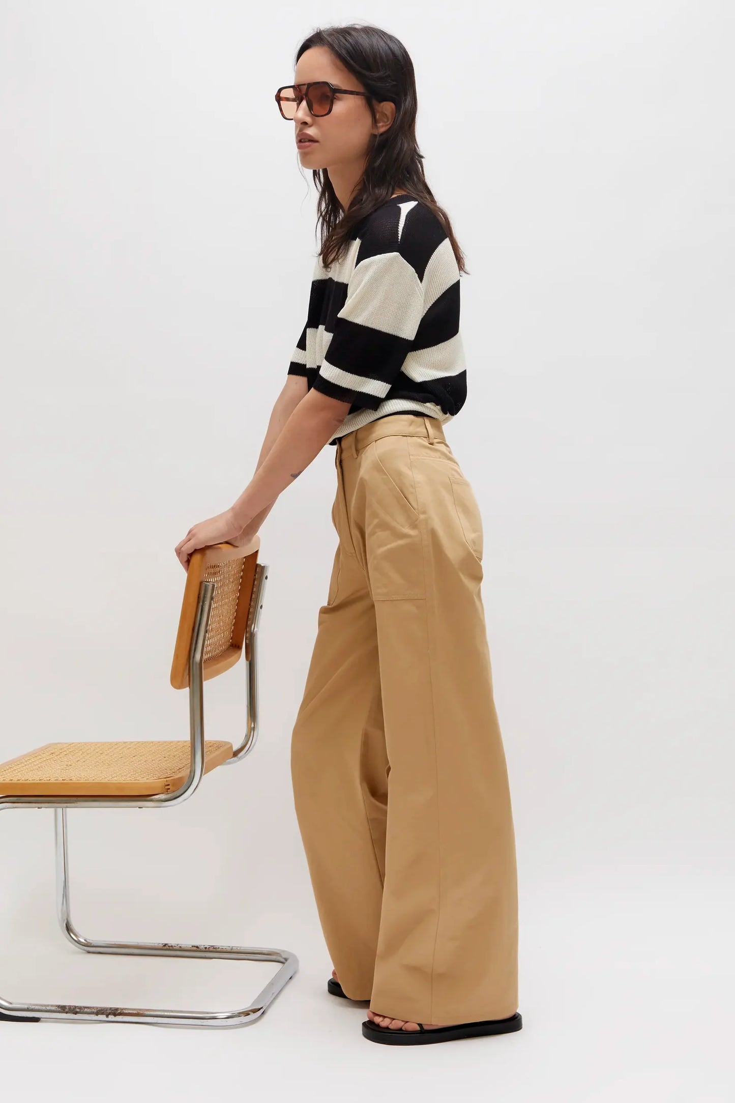 STRAIGHT PANTS WITH CAMEL PATCH POCKETS