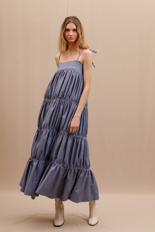 GAD MAXI DRESS DENIM BLUE | THE JERKINS