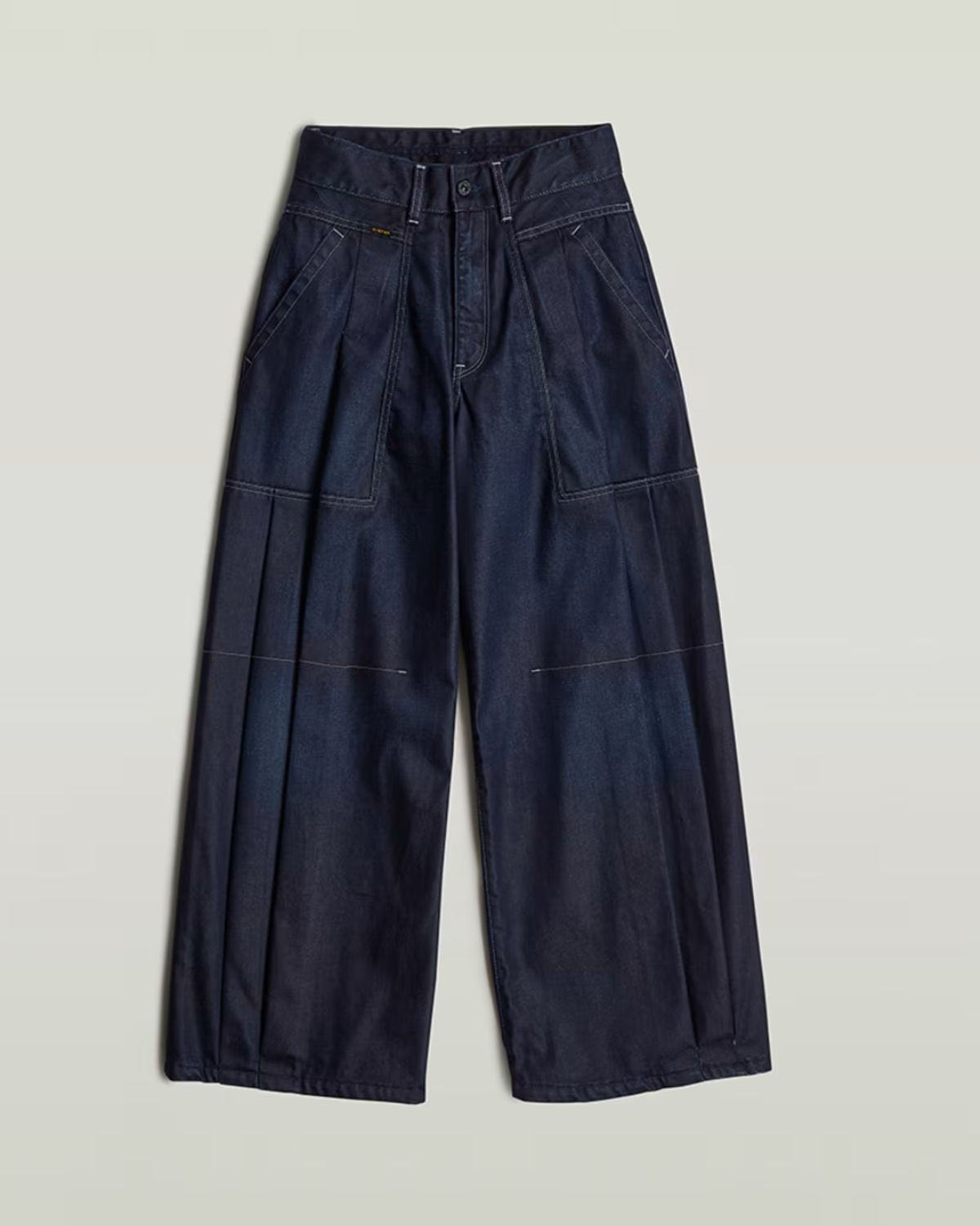 PLEATED DARK DENIM