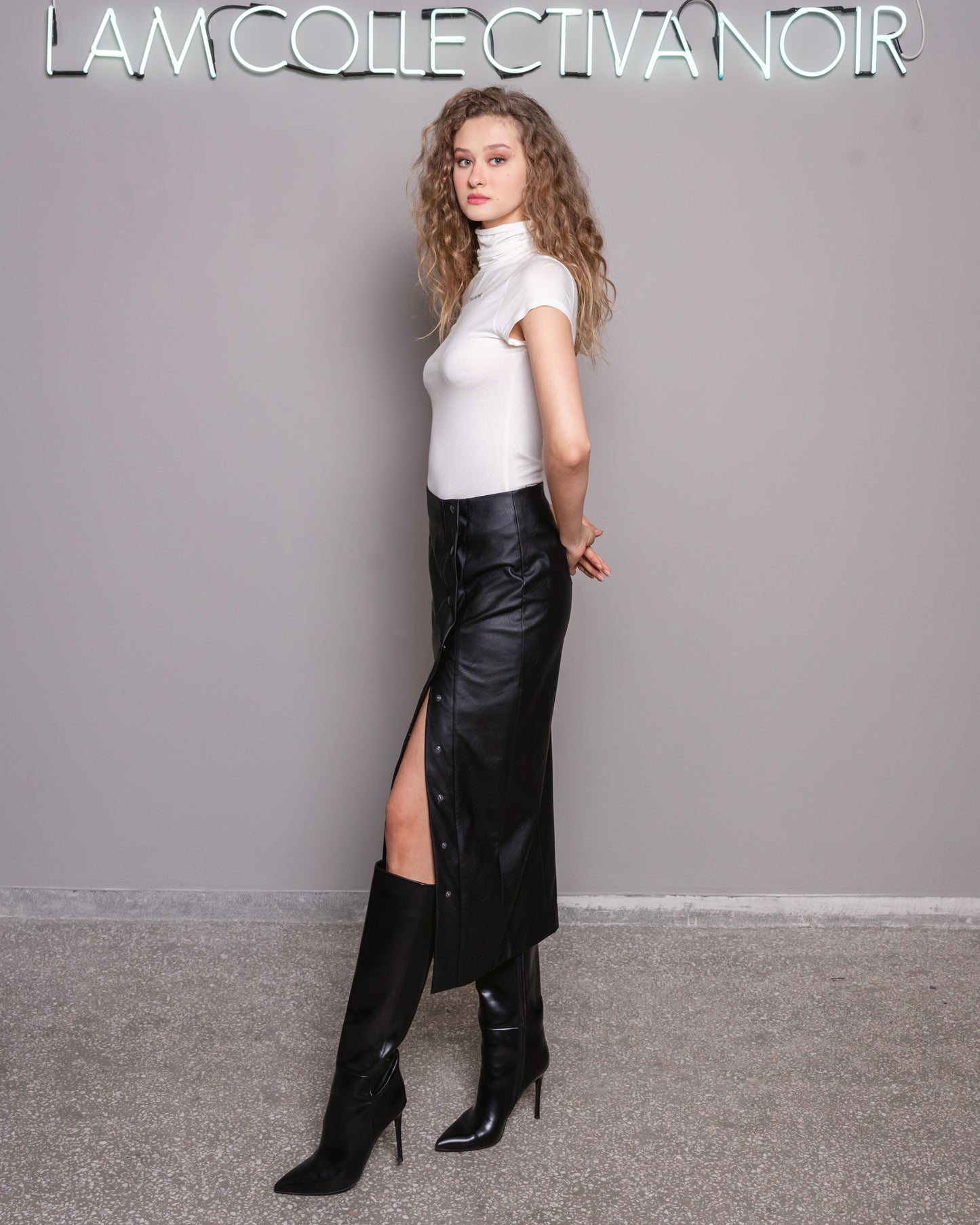 JANIN LEATHER SKIRT BLACK | COLLECTIVA NOIR