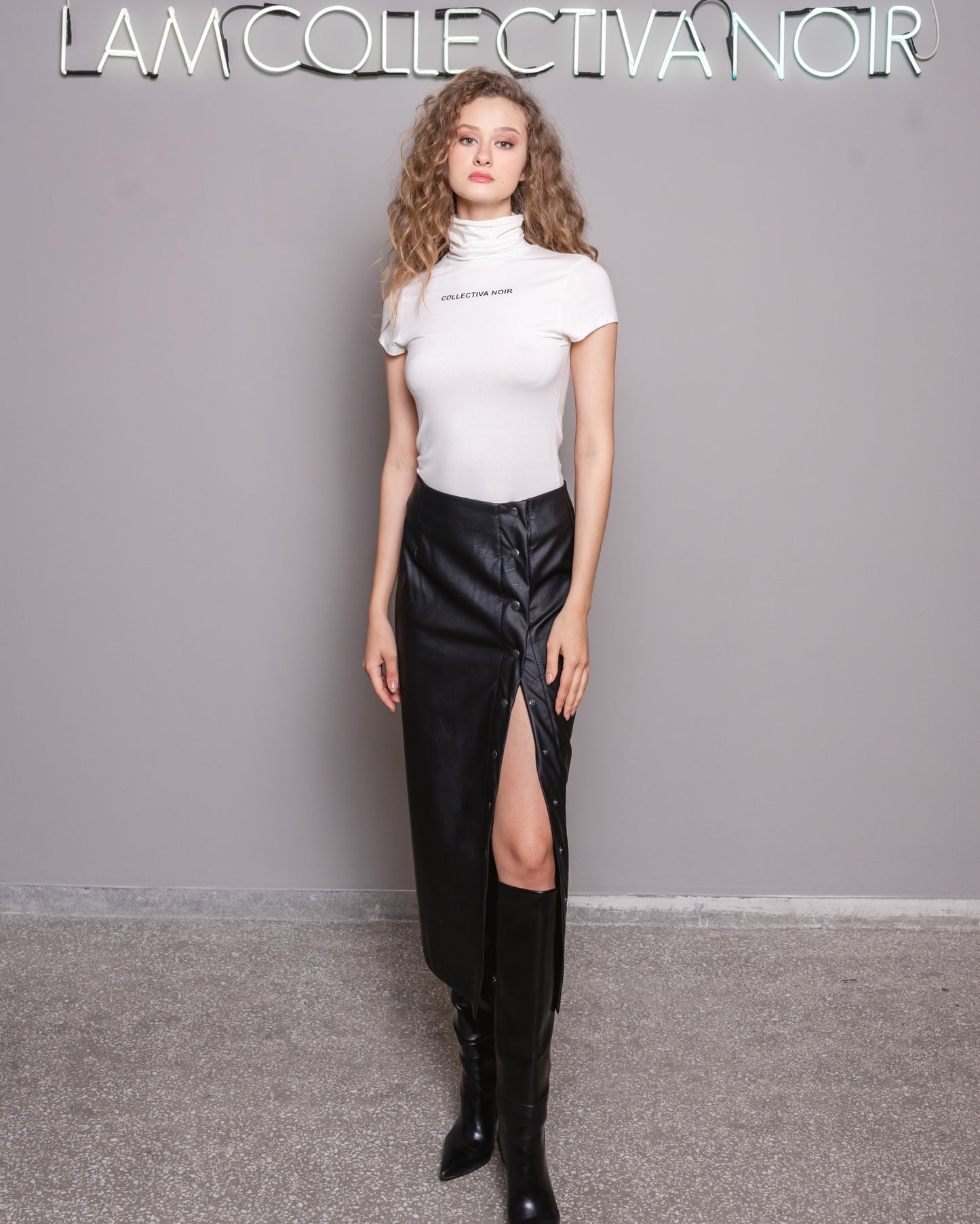 JANIN LEATHER SKIRT BLACK | COLLECTIVA NOIR