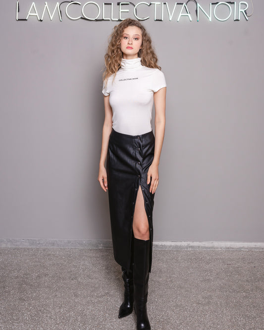 JANIN LEATHER SKIRT BLACK | COLLECTIVA NOIR