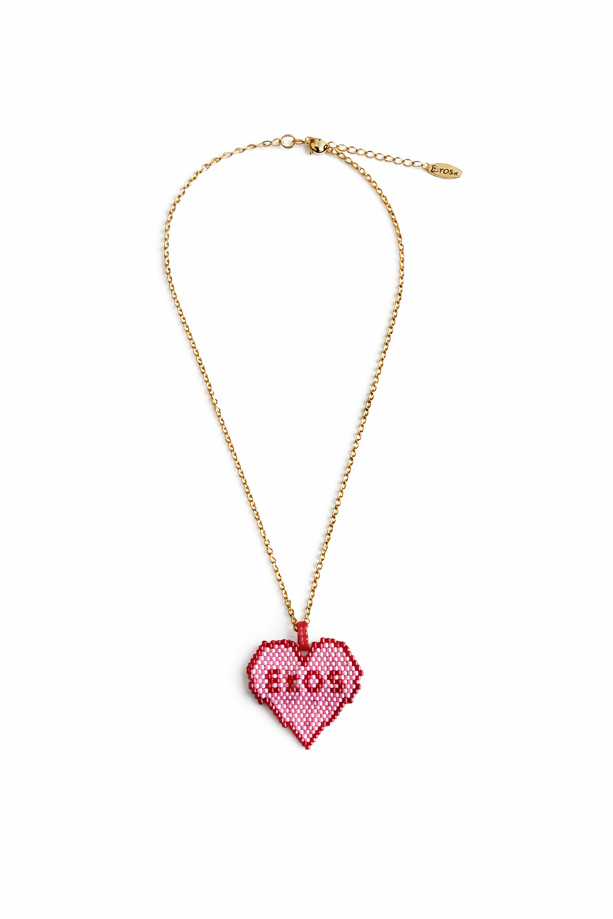 ifigenia-loukou-kolie-eros1 Χειροποίητο Κολιέ με Πλεκτή Καρδιά "Eros" από Μικροσκοπικές Χάντρες - Image 1