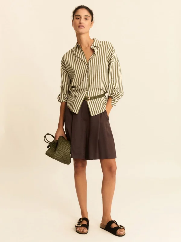 ριγέ πουκάμισο olive relaxed fit