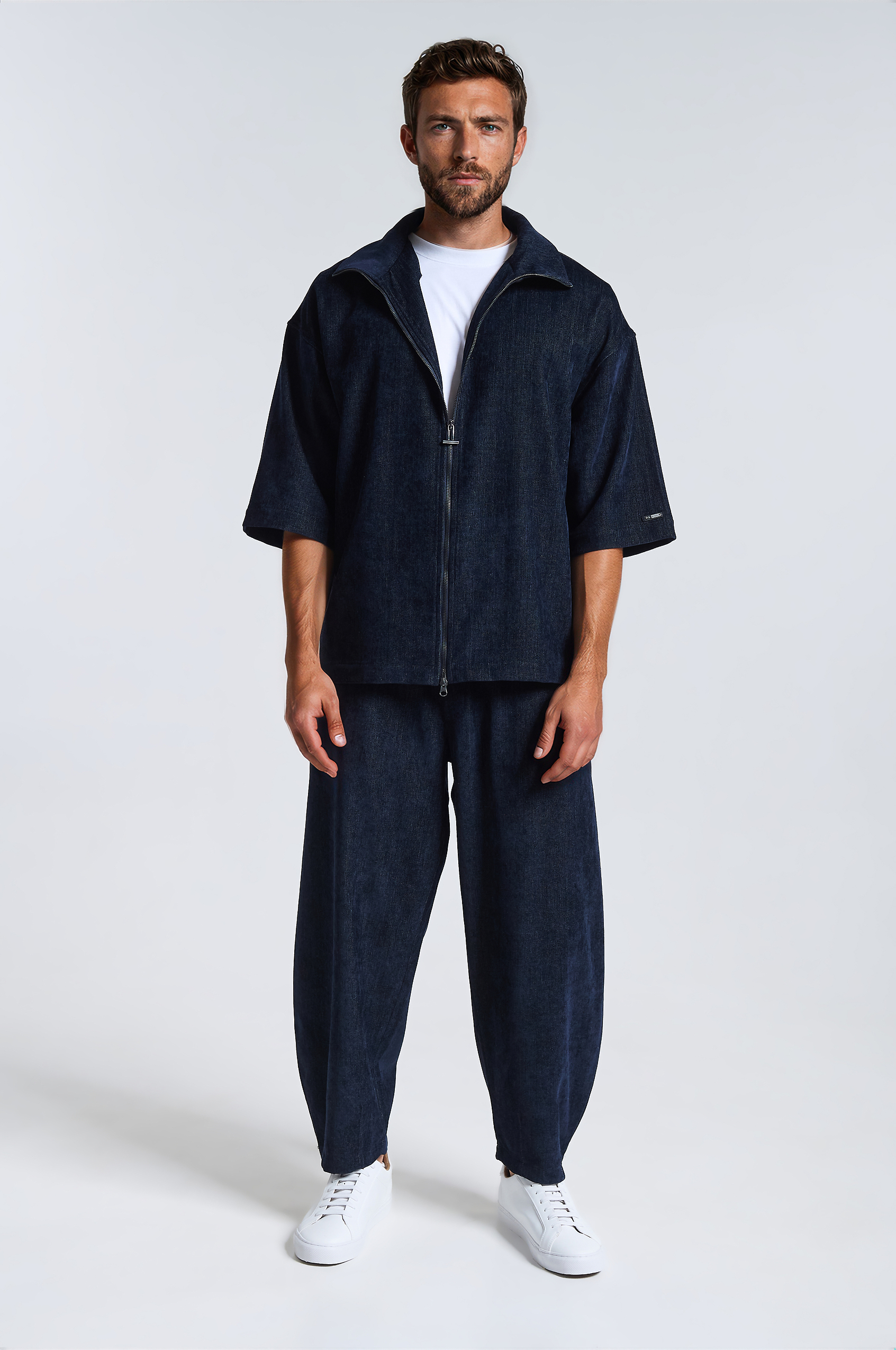 P-2331_016_03 Denim-Look Velur Ζακέτα με Φερμουάρ - Image 1